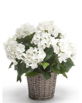 Artificial Plant Hydrangea Bush White H45cm