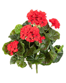 Artificial Plant Geranium Bush Red H30cm