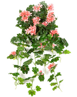 Artificial Plant Geranium Hanging Bush Peach H72cm