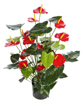 Artificial Plant Anthurium de luxe Bush Red H78cm