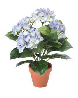 Artificial Plant Hydrangea Bush Light Blue H37cm