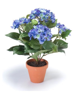 Artificial Plant Hydrangea Bush Blue H37cm
