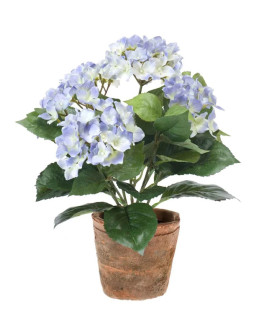 Artificial Plant Hydrangea Bush Light Blue H37cm