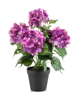 Artificial Plant Hydrangea Bush Fuchsia H38cm