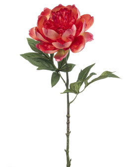 Artificial flower Peony spray Coral H55cm