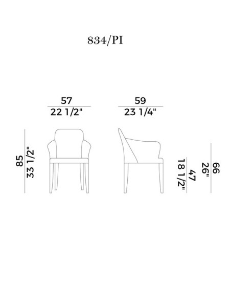 Chair with armrests Grace (арт.834-PI) Potocco