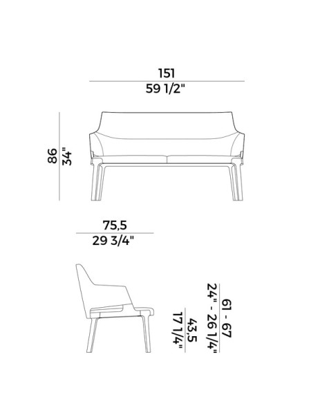 Sofa Velis L150cm (арт.942-DB) Potocco