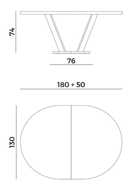 Extending Dining Table Aura 180x130cm (арт.830/TO1) Potocco