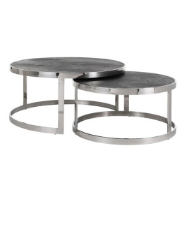Coffee Table Blackbone Silver 2/Set (арт.7405)