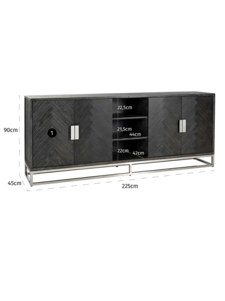 Комод Blackbone Silver 225x45cm (арт.7416) Richmond