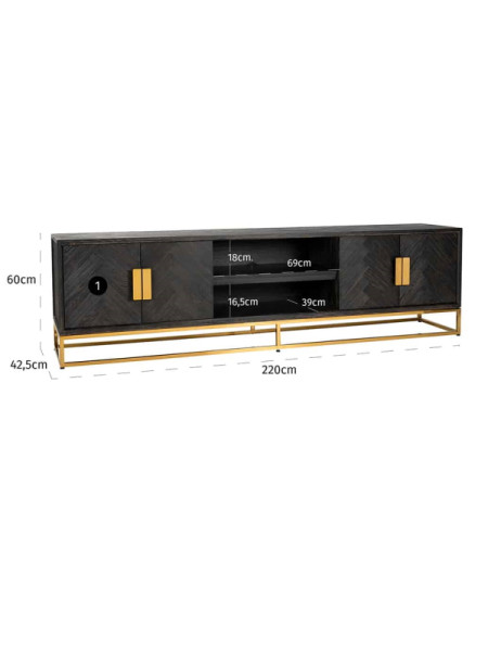 ТВ тумба Blackbone Gold 220x42cm (арт.7445) Richmond