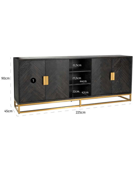Комод Blackbone Gold 225x45cm (арт.7446) Richmond