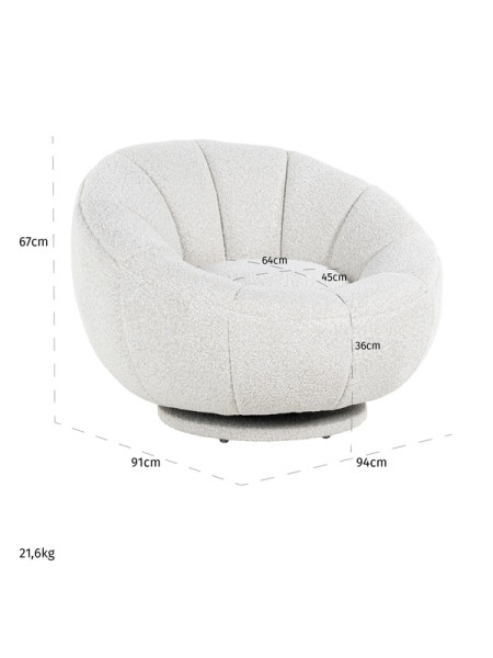 Обертове крісло Kendall White boucle (арт.S4538) Richmond
