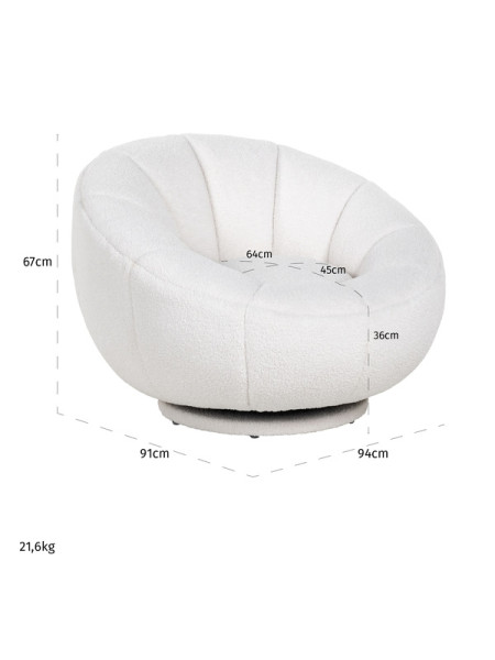 Обертове крісло Kendall White furry (арт.S4538) Richmond
