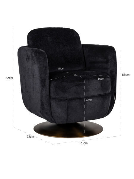 Обертове крісло Turner black chenille (арт.S4576) Richmond