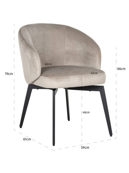 Стул Amphara Khaki velvet (арт.S4594) Richmond