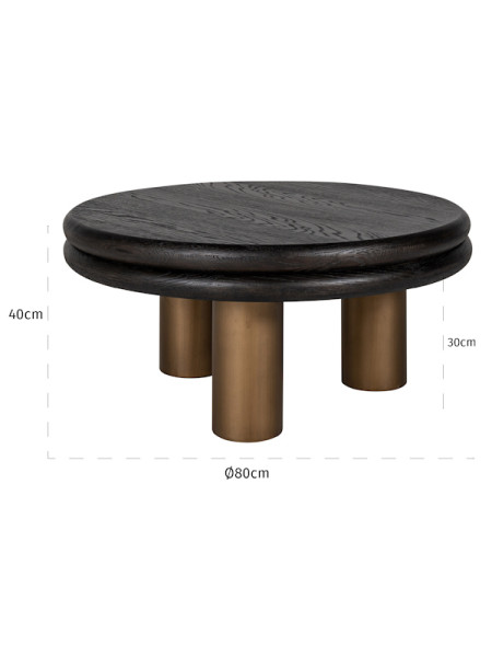 Кавовий столик Macaron black rustic Ø80cm (арт.7712) Richmond