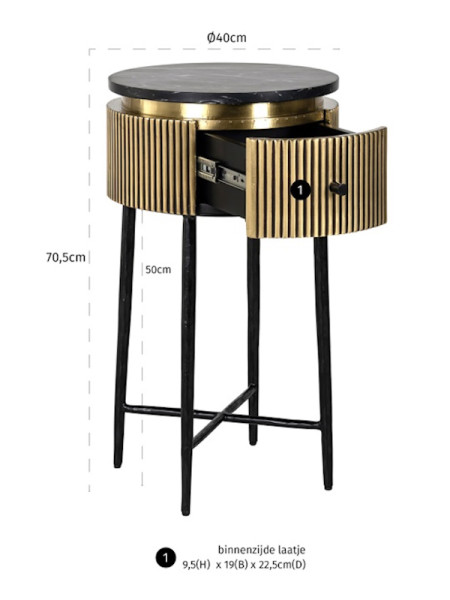 Столик Ironville gold Ø40cm (арт.7605) Richmond