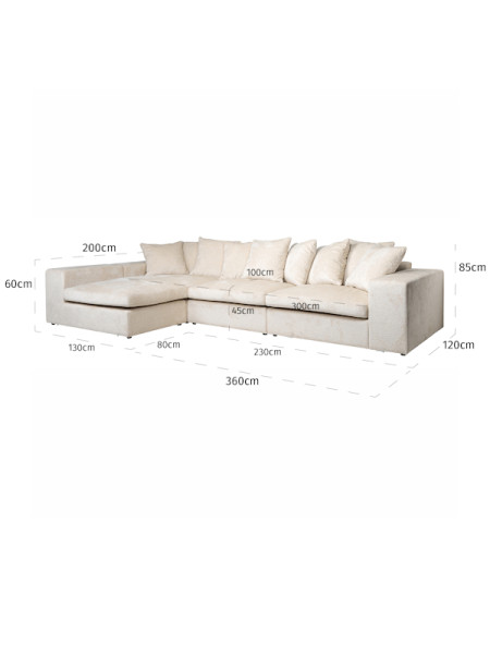 Диван Alcazar lounge left/right white chenille 360x200cm (арт.S5135) Richmond
