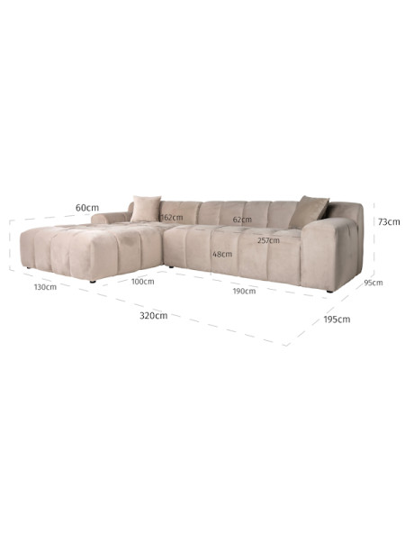 Corner sofa Cube khaki velvet 325x195cm (арт.S5136) Richmond