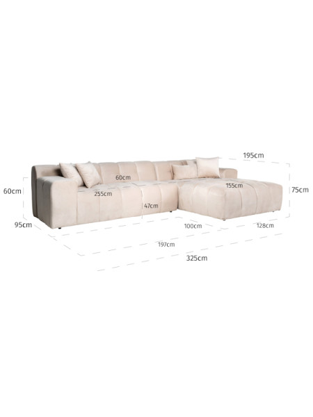 Corner sofa Cube khaki velvet 325x195cm (арт.S5137) Richmond