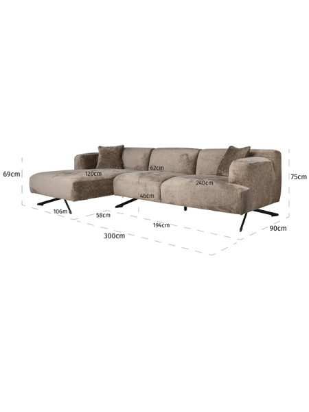 Corner sofa Donovan taupe chenille 300x150cm (арт.S5138) Richmond