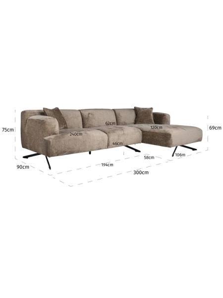 Corner sofa Donovan taupe chenille 300x150cm (арт.S5139) Richmond