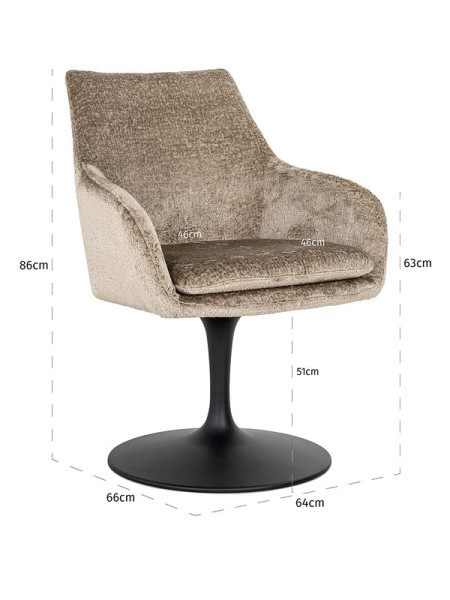Вращающийся стул Marlon taupe chenille (арт.S4728) Richmond