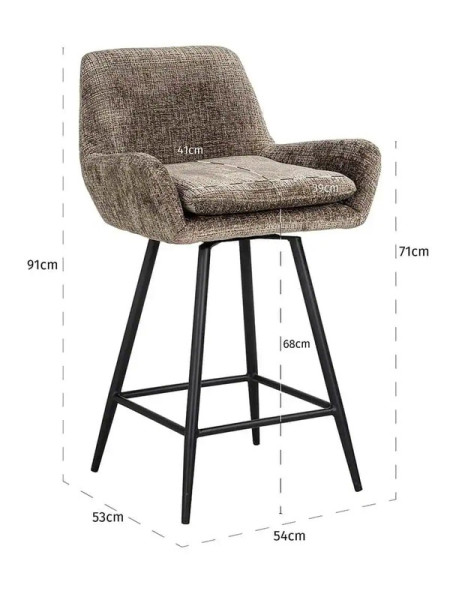Обертовий напівбарний стілець Linsey stone chenille (арт.S4751) Richmond