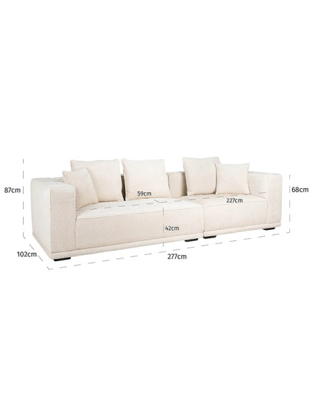 Sofa Lusso beige chenille 275x100cm (арт.S5147) Richmond